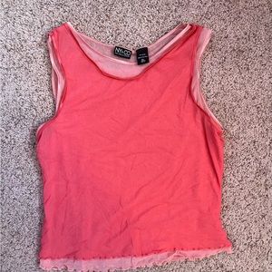 New York & Company Sheer Pink and Peach Top